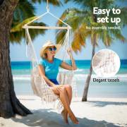 Cream Cotton Rope Hammock Chair with Tassels