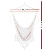 Cream Cotton Rope Hammock Chair with Tassels