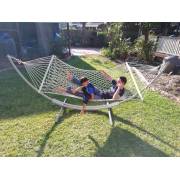 XL Free Standing Hammock: White Rope Hammock and Arc Stand