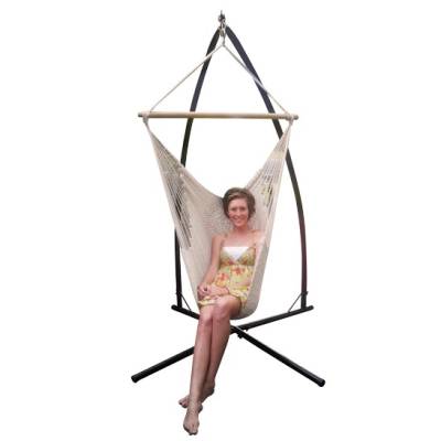 Free Standing Hammock Chair - Mexican Crochet Rope Hammock Chair - Beige