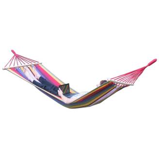 Small Multi Colour Canvas Hammock with Spreader Bar