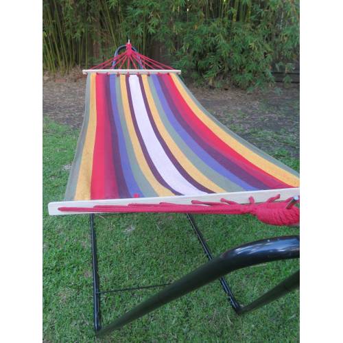 Small Multi-Colour Canvas Hammock with Spreader Bar Perspective