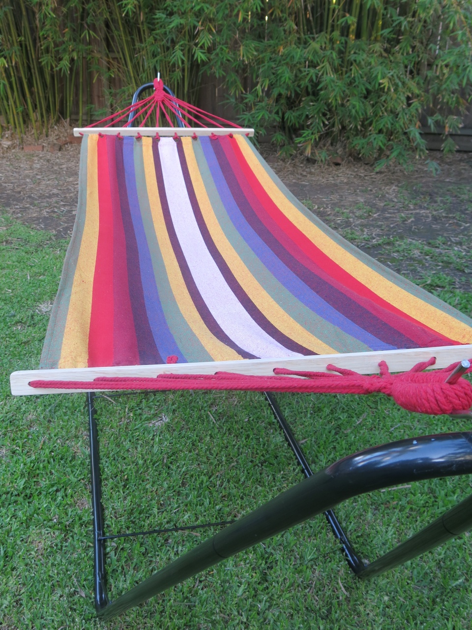 Free Standing Hammock Small Multi Colour Spreader Bar Canvas Hammock