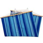 150cm mixed blues spreader bar hammock folded in half, on white