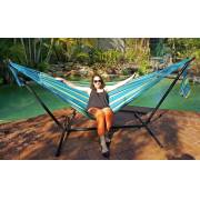 Free Standing Hammock: Teal Blue Canvas Hammock with Fixed Stand