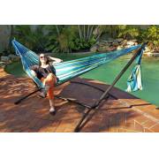 Free Standing Hammock: Teal Blue Canvas Hammock with Fixed Stand
