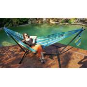 Free Standing Hammock: Teal Blue Canvas Hammock with Fixed Stand