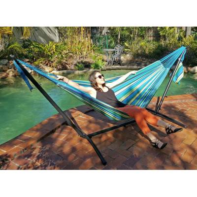Medium Blue and Yellow Multi Coloured Canvas Hammock
