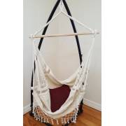 Beige Canvas Hammock Chair with Tassels