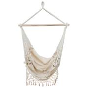Beige Canvas Hammock Chair with Tassels
