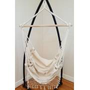Beige Canvas Hammock Chair with Tassels