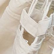 Beige Canvas Hammock Chair with Tassels