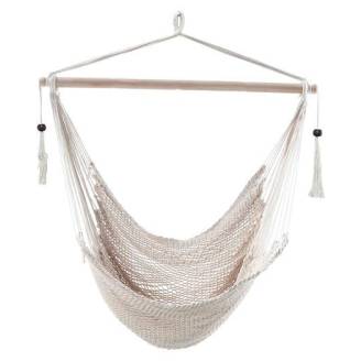 White Cotton Rope Hammock Chair with Tassels