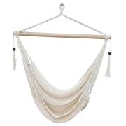 White Cotton Rope Hammock Chair with Tassels