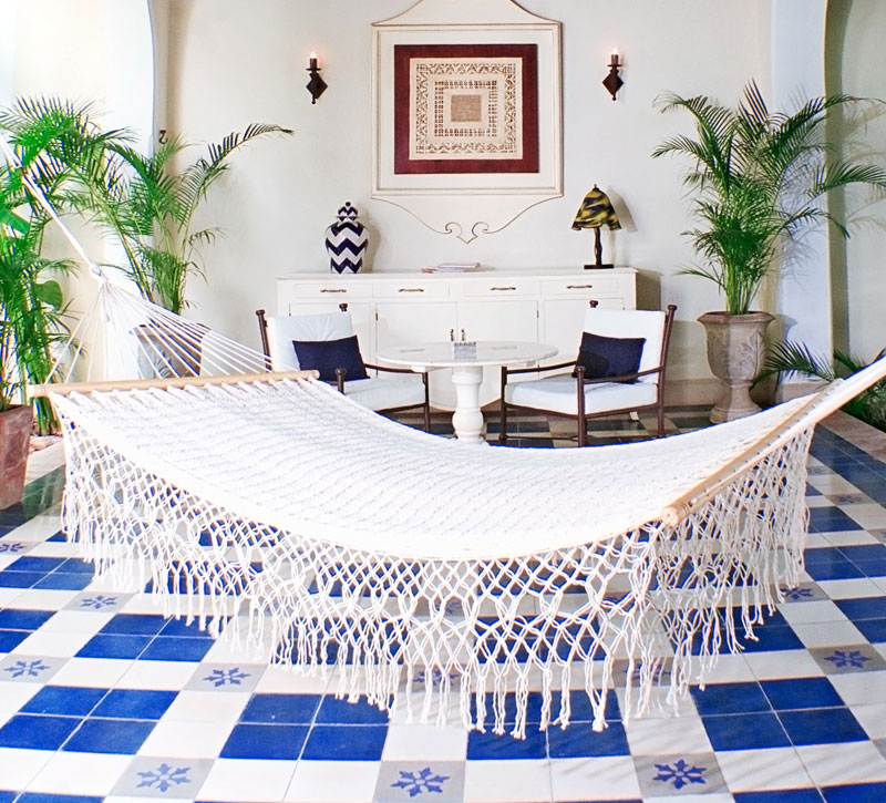 Queen Size White Cotton Mexican Hammock with Spreader Bar
