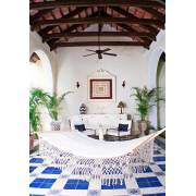 Queen Size White Cotton Mexican Hammock with Spreader Bar