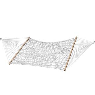 Large White Polyester Rope Hammock with Spreader Bar