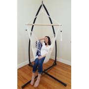 White Cotton Rope Hammock Chair with Tassels with Stand
