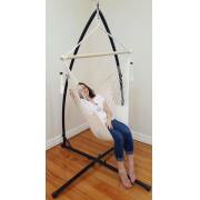 White Cotton Rope Hammock Chair with Tassels with Stand
