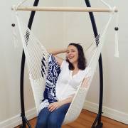 White Cotton Rope Hammock Chair with Tassels with Stand