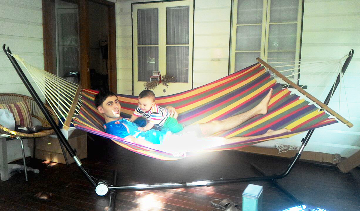 X-Large Free Standing Hammock: Bright Multi-Coloured Canvas Hammock with Adjustable Stand