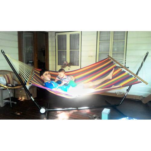 X-Large Free Standing Hammock: Bright Multi-Coloured Canvas Hammock with Adjustable Stand