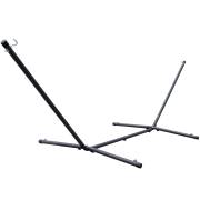Charcoal steel spreader bar hammock stand with a hook at each end, on white