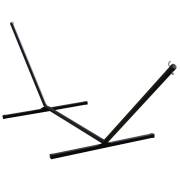 Black three beam steel hammock stand, on white