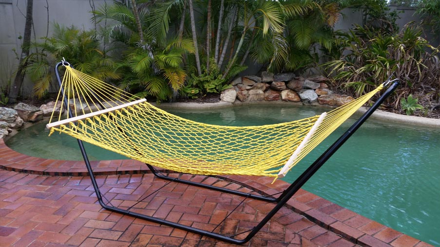 Medium Large Yellow Cotton Rope Hammock With Spreader Bar Heavenly Hammocks