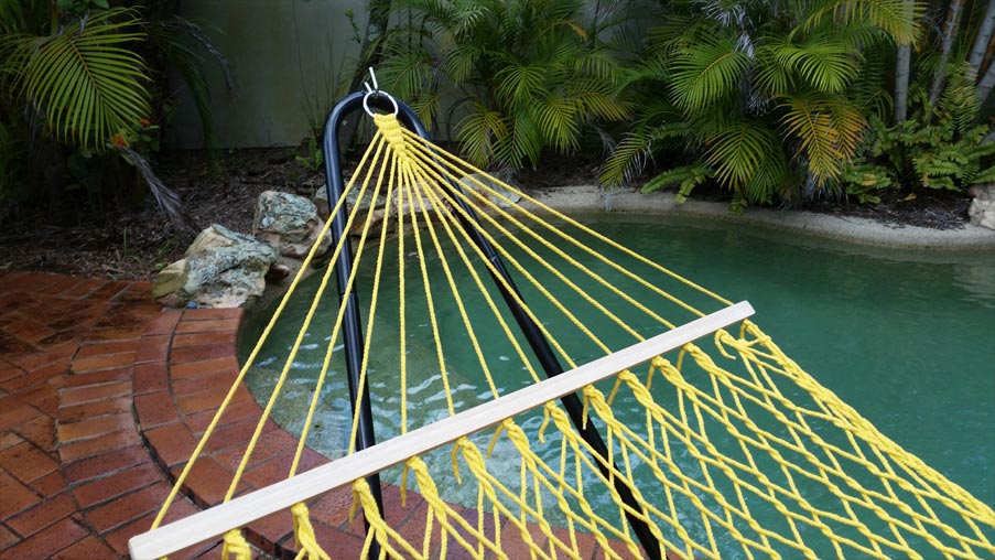 Medium Large Yellow Cotton Rope Hammock With Spreader Bar Heavenly Hammocks
