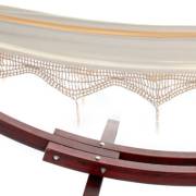 Free Standing Hammock: Large Beige Canvas Hammock with Dark Wood Stand